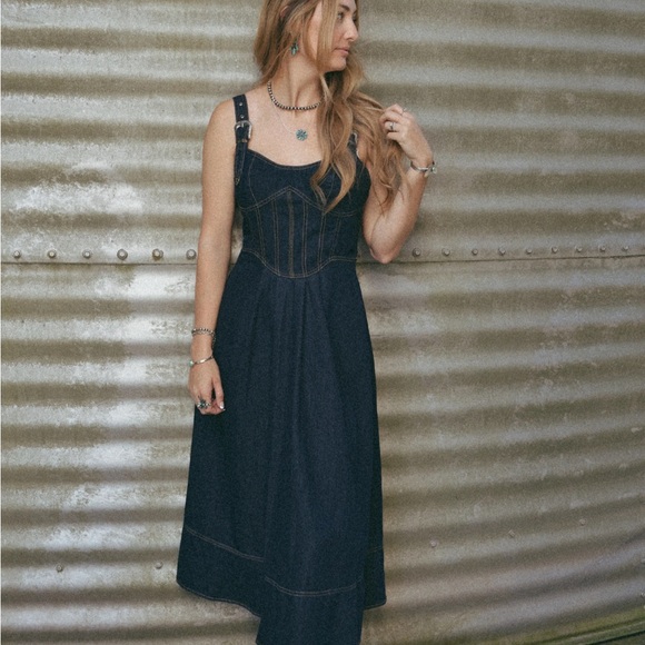 Stylish Dark Blue Denim Dress - Picture 11 of 16